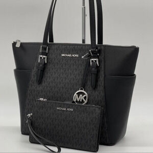 Michael Kors Charlotte Bag & Double Zip Wallet Black